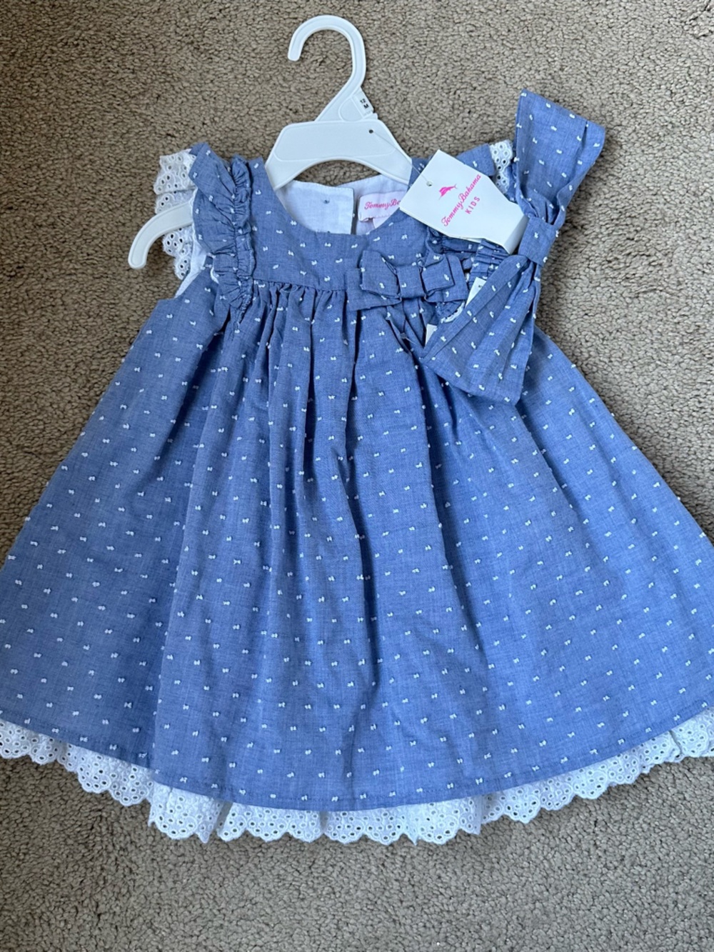 Tommy Bahama Blue Chambray Girls' Ruffle Dress- NWT